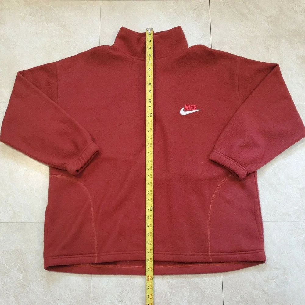 Vtg (USA Made) 80s? Nike‎ Fleece Brown/Red Zip Jacket Pullover Sweater Mens XL